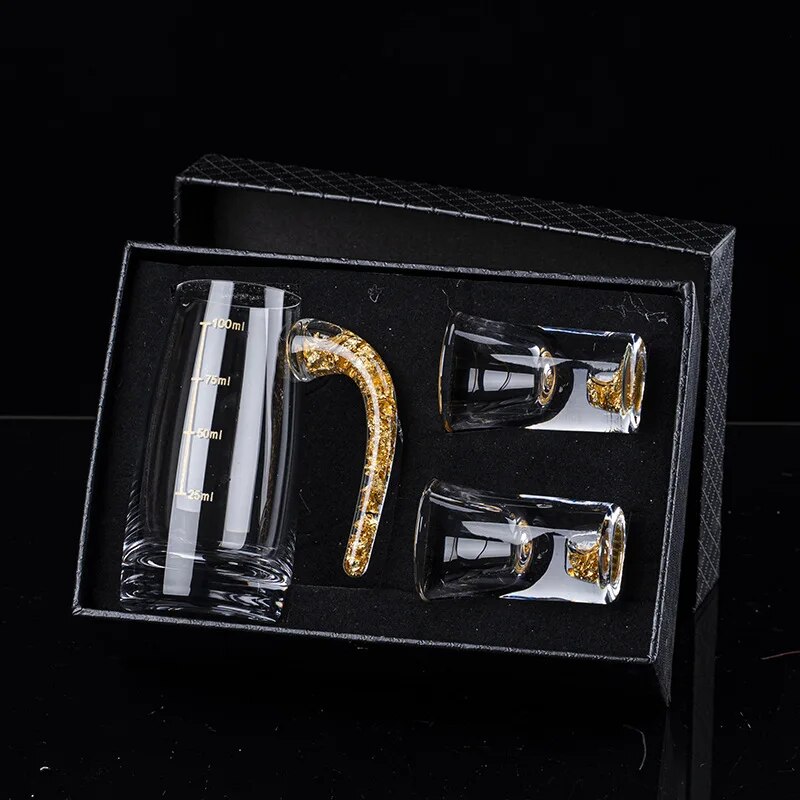 Crystal Liquor Spirits Shot Glasses Gift Box Gold Mountain Thick Bottom Wine Glasses Whiskey Glass Spirits Vodka Brandy Shot Cup Gift Box Type 2 10-100ml